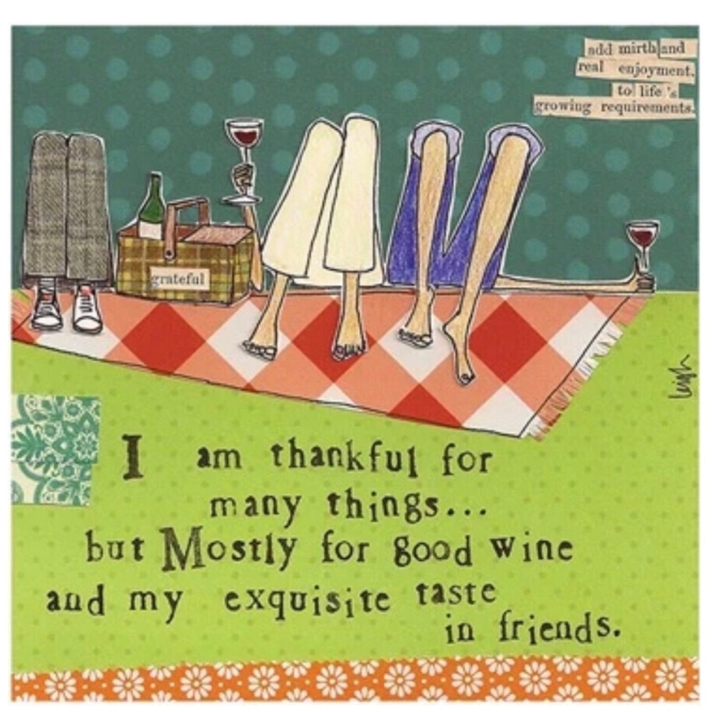 Tow (2) Individual “Thankful for Good Wine” Decoupage Cocktail Napkins